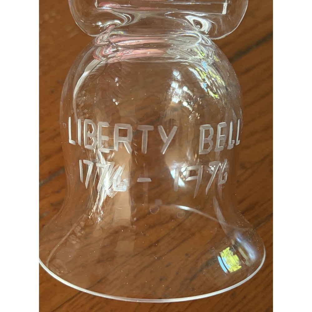 Vintage 1976 Bicentennial  Liberty Bell Etched Glass Commemorate USA America250
